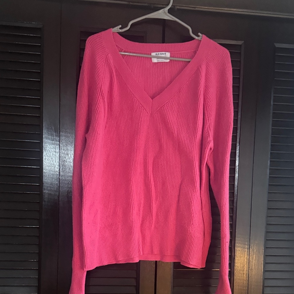 Old Navy Bright Pink V-Neck Sweater